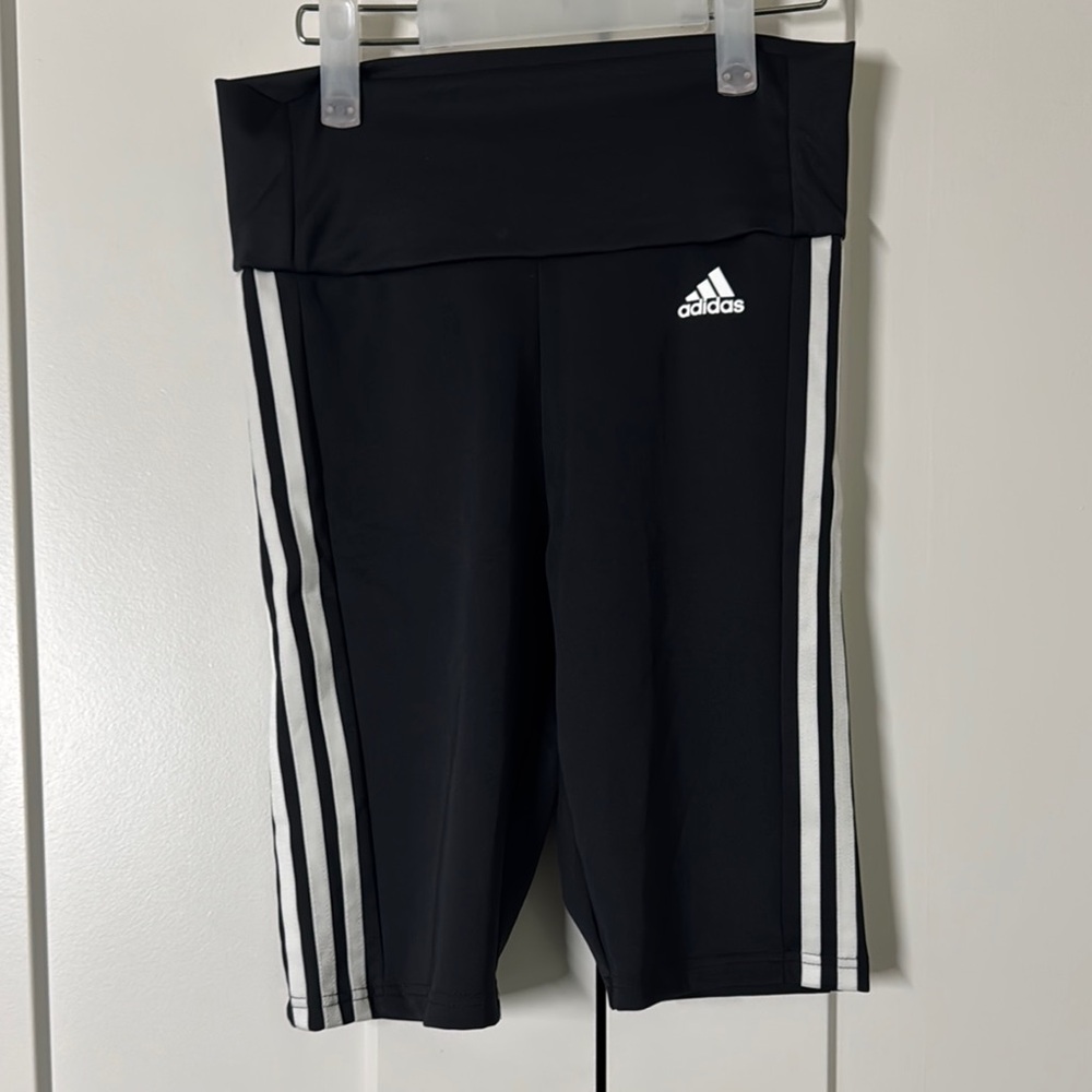 Adidas Black and White Performance Shorts with Iconic Stripes